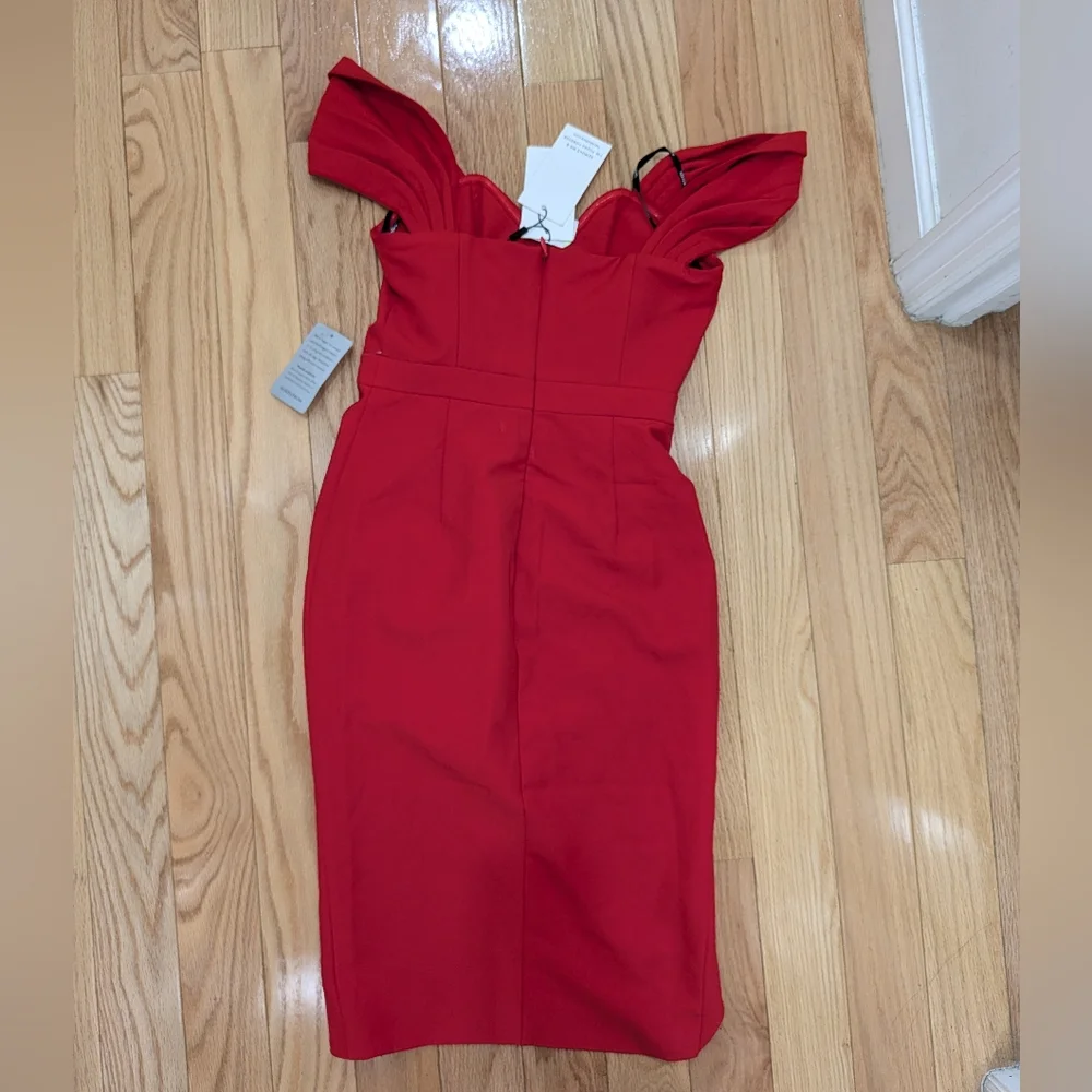 NWT LAVISH ALICE SWEETHEART NECKLINE PLEATED SHEATH DRESS WITH SLIT - Picture 8 of 8